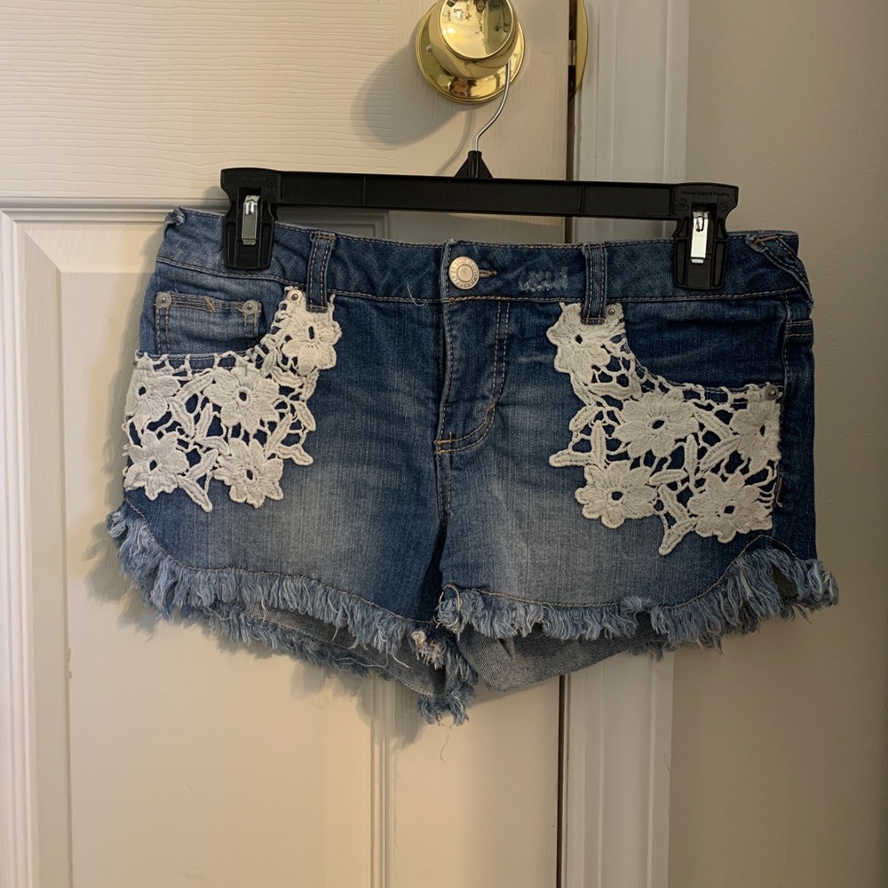 Denim Shorts with Lace
